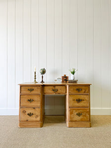 Antique English Pine Pedestal Desk c1890