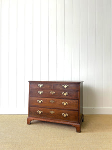 Antique English 18th Century Oak Chest of Drawers with Brasses