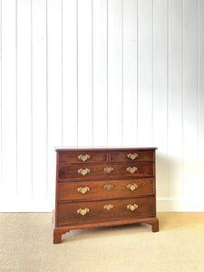 Antique English 18th Century Oak Chest of Drawers with Brasses