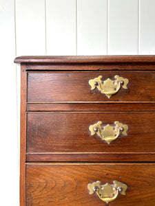 Antique English 18th Century Oak Chest of Drawers with Brasses
