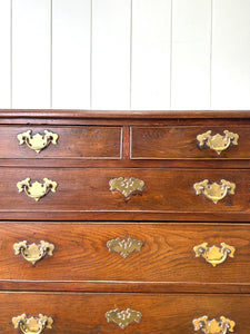 Antique English 18th Century Oak Chest of Drawers with Brasses
