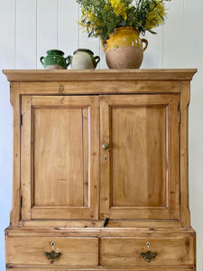 An 18th Century English Pine Linen Press Cupboard