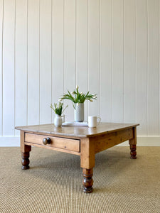 Antique English Country Pine Coffee Table c1890