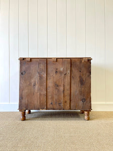 A Diminutive English Pine Chest of Drawers Dresser with Wooden Knobs c1890