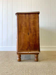 A Diminutive English Pine Chest of Drawers Dresser with Wooden Knobs c1890
