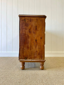 A Diminutive English Pine Chest of Drawers Dresser with Wooden Knobs c1890