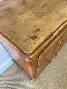 A Diminutive English Pine Chest of Drawers Dresser with Wooden Knobs c1890