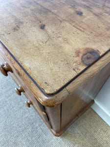 A Diminutive English Pine Chest of Drawers Dresser with Wooden Knobs c1890