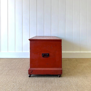 An Antique Blanket Box or Coffee Table With Iron Handles