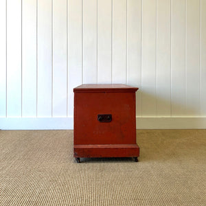 An Antique Blanket Box or Coffee Table With Iron Handles