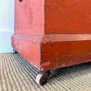 An Antique Blanket Box or Coffee Table With Iron Handles