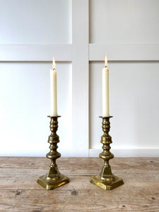 A Pair of Antique Brass Candlesticks