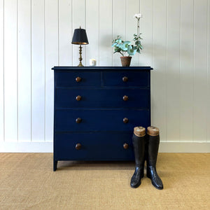A Dark Blue English Pine Chest of Drawers Dresser c1890 The Parsons Nose Antiques A Dark Blue English Pine Chest of Drawers Dresser c1890 The Parsons Nose Antiques