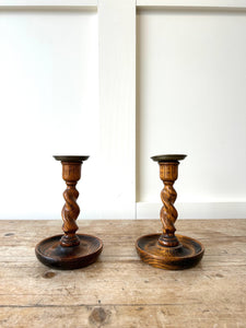 A Pair of Early 20th Century Barley Twist Candlesticks