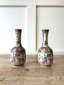 A Pair of Antique Chinese Vases with Beautiful Floral Chinoiserie Motif