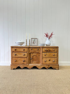 A Large English Country 7 Drawer Pine Buffet or Sideboard c1860