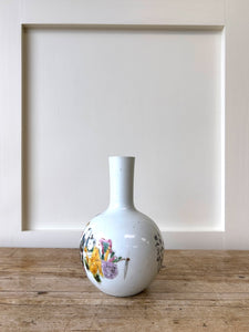Antique Chinese Hand Painted Famille Rose Porcelain Vase Calligraphy Signed
