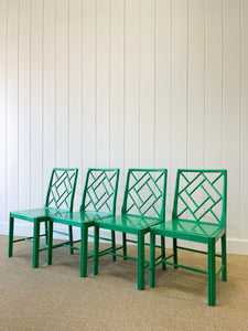 A Gorgeous Set of Green Painted Chinoiserie Chairs