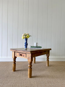 Antique English Country Pine Coffee Table c1890