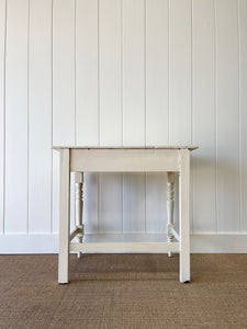 Antique English Country Cream Painted Pine Side Table c1800