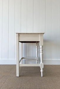 Antique English Country Cream Painted Pine Side Table c1800