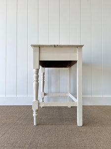 Antique English Country Cream Painted Pine Side Table c1800