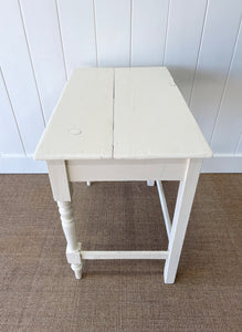 Antique English Country Cream Painted Pine Side Table c1800