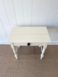 Antique English Country Cream Painted Pine Side Table c1800