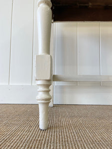 Antique English Country Cream Painted Pine Side Table c1800