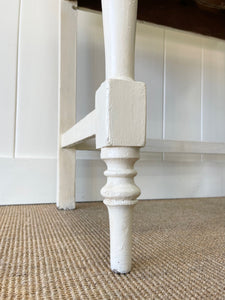 Antique English Country Cream Painted Pine Side Table c1800