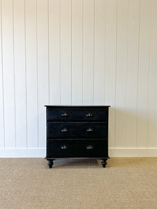 A Small English Ebonized Black Chest of Drawers/Dresser on Tulip Feet c1890