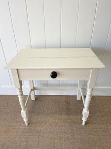 Antique English Country Cream Painted Pine Side Table c1800