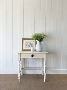 Antique English Country Cream Painted Pine Side Table c1800