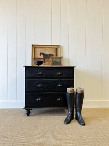 A Small English Ebonized Black Chest of Drawers/Dresser on Tulip Feet c1890