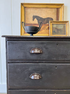 A Small English Ebonized Black Chest of Drawers/Dresser on Tulip Feet c1890