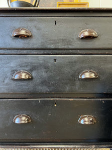 A Small English Ebonized Black Chest of Drawers/Dresser on Tulip Feet c1890