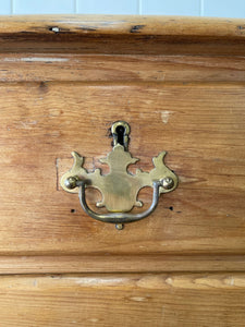 An Antique English Pine Chest of Drawers or Dresser with Brass Hardware c1890
