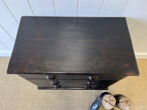 A Small English Ebonized Black Chest of Drawers/Dresser on Tulip Feet c1890