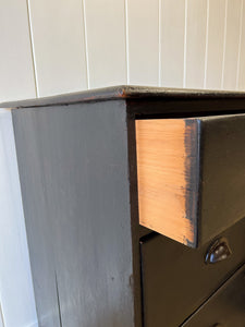 A Small English Ebonized Black Chest of Drawers/Dresser on Tulip Feet c1890