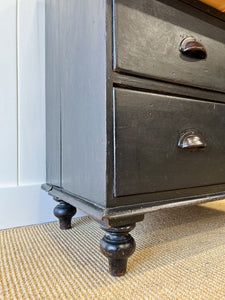A Small English Ebonized Black Chest of Drawers/Dresser on Tulip Feet c1890