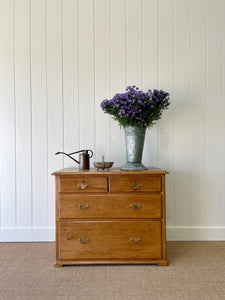 An Antique English Pine Chest of Drawers or Dresser with Brass Hardware c1890