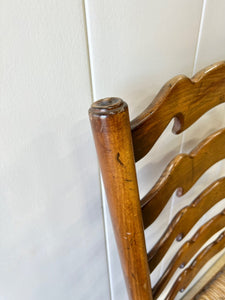 A Vintage Set of 8 English Oak Ladder Back Chairs with 2 Captain's Chairs
