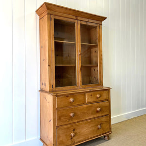 A 19th Century English Pine Bookcase Cabinet or Hutch