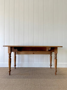 An Antique English Country Pine Drop Leaf 4.5 ft Kitchen Dining Table c1890