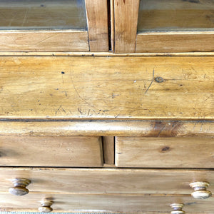 A 19th Century English Pine Bookcase Cabinet or Hutch