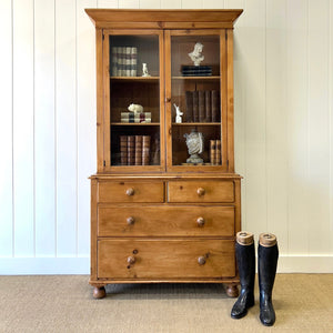 A 19th Century English Pine Bookcase Cabinet or Hutch
