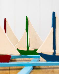 Vintage Expandable Decorative Wooden Sailboats