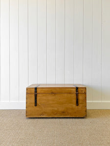 An English Pine Blanket Box or Coffee Table With Iron Handles c1850