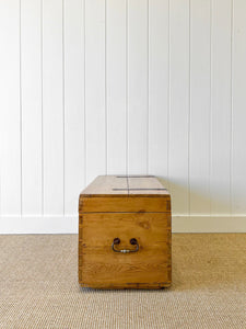 An English Pine Blanket Box or Coffee Table With Iron Handles c1850