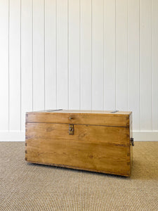 An English Pine Blanket Box or Coffee Table With Iron Handles c1850